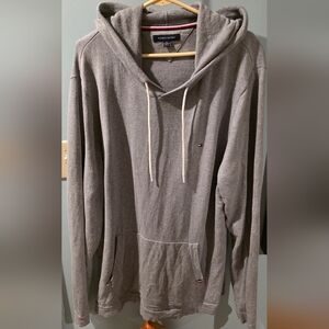 Tommy Hilfiger Light Gray Pullover Hoodie with Subtle 3 Stripe Logo